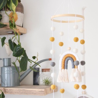macramé rainbow mobile