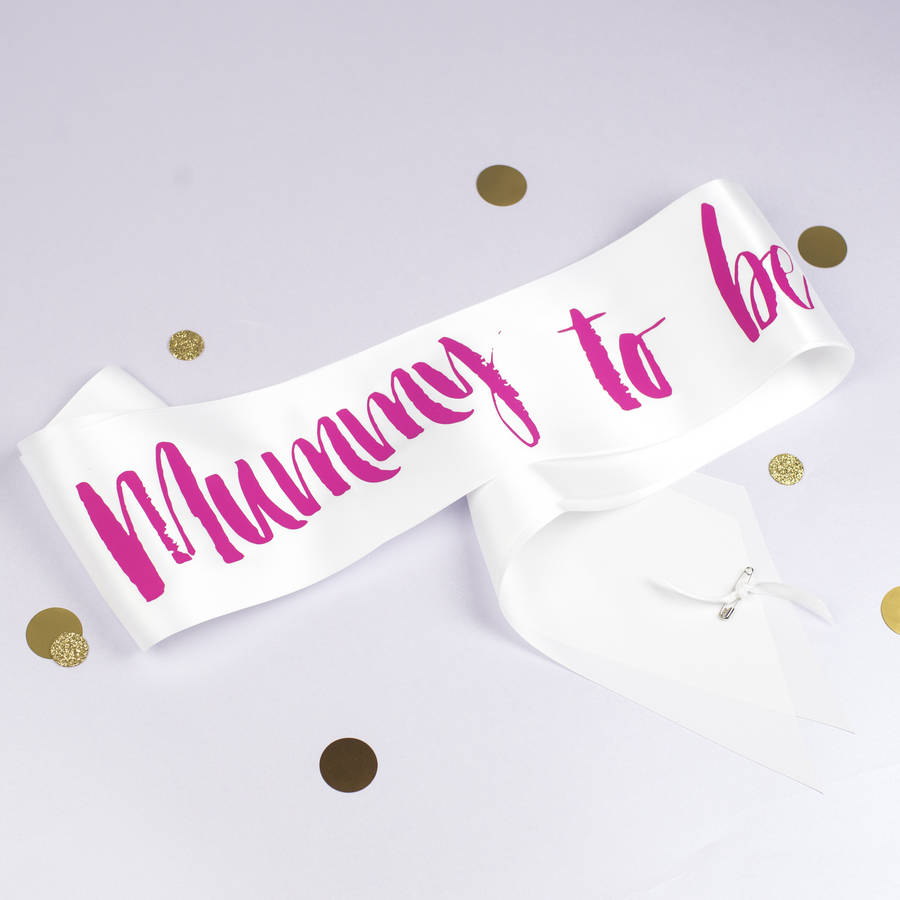 Contemporary Mummy To Be Sash, Bright Pink/Pink/Gold | Artwork|