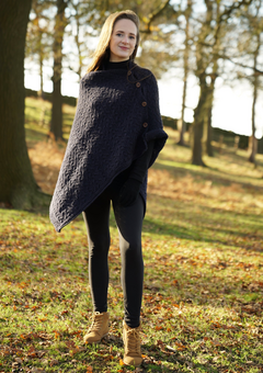 lady wearing mars knitwear british wool poncho