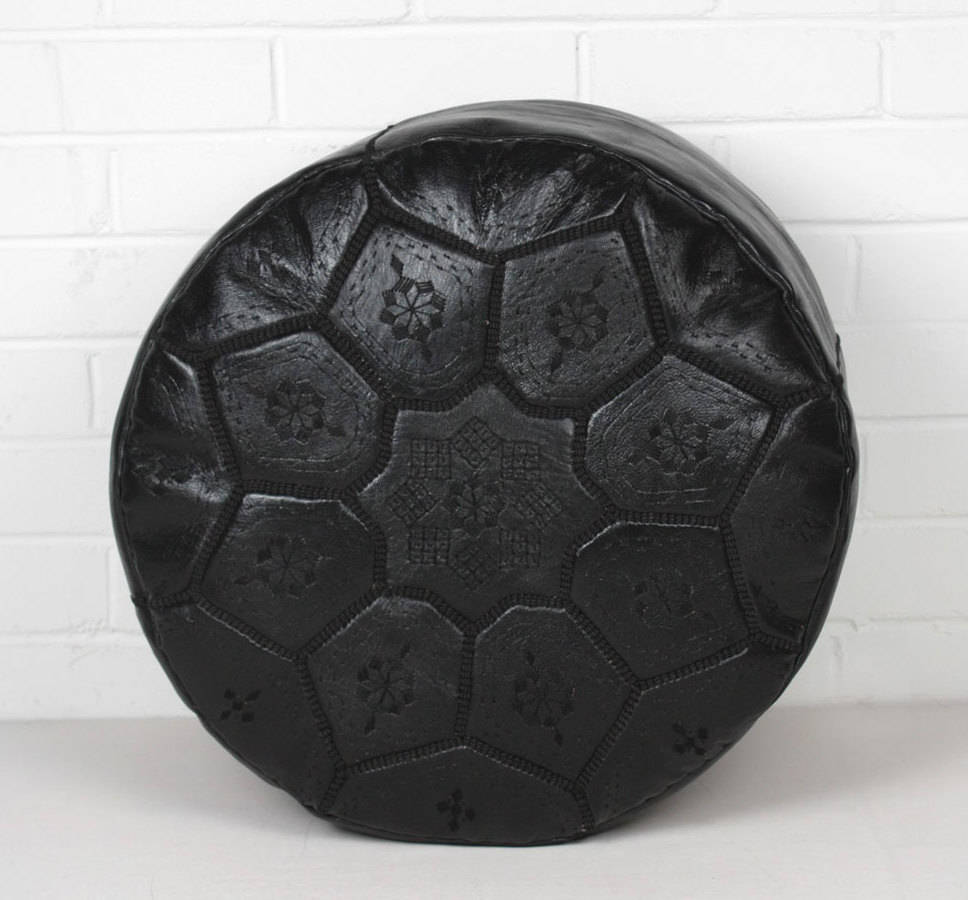 Bohemia Moroccan Leather Tile Print Pouffe | 