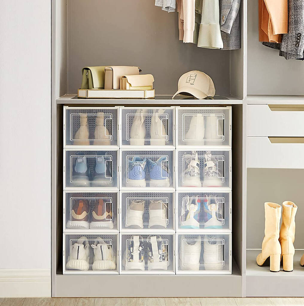 Shoe Storage Organisers Transparent Plastic Boxes 12/18