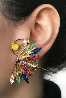 Gold fan earrings