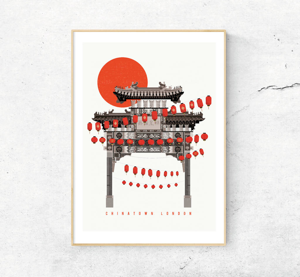 Chinatown London Art Print. Illustrated Poster | Artwork | Framed |