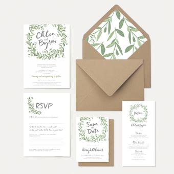 Olive Wreath wedding stationery