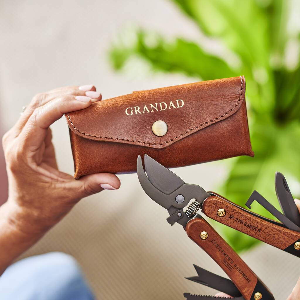 Personalised Gardening Tool And Leather Holder