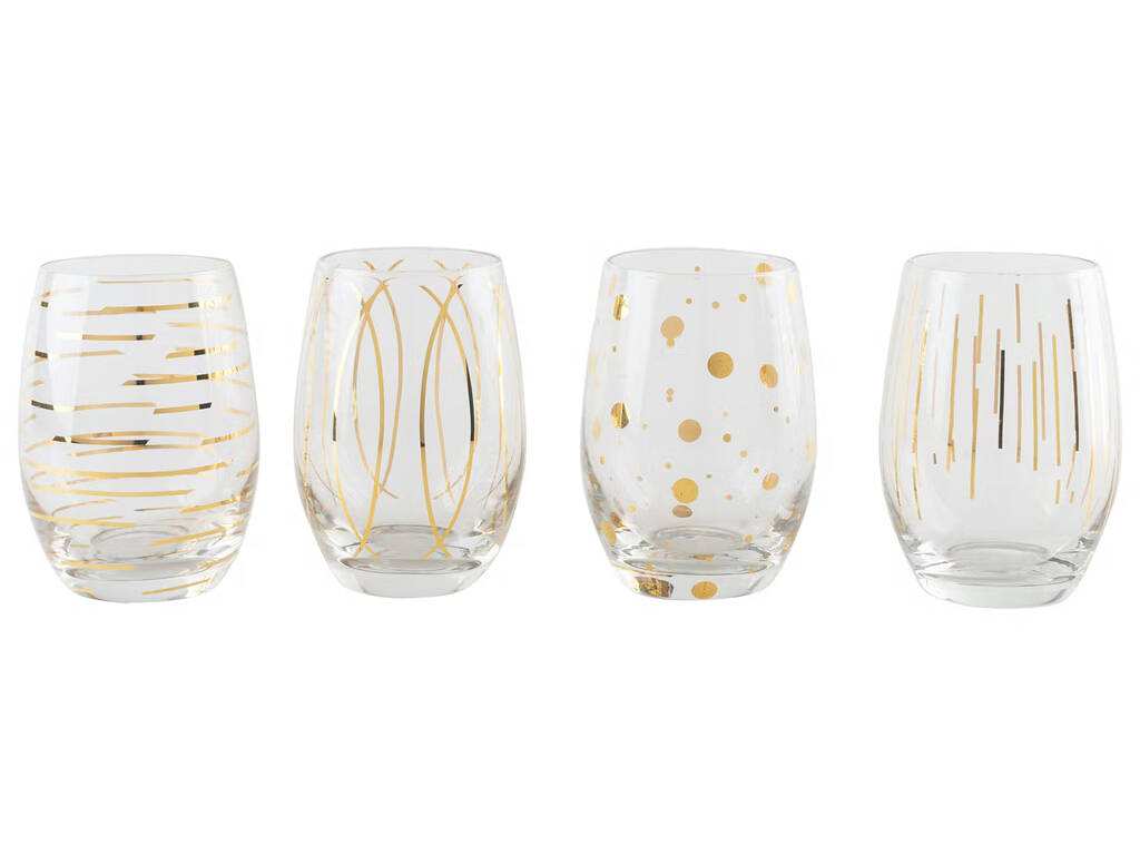 Gold Stemless Wine Glasses Set Of Four
