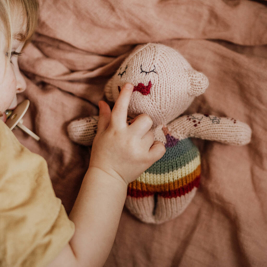 Personalised Rainbow Strongman Tattoo Baby Rattle