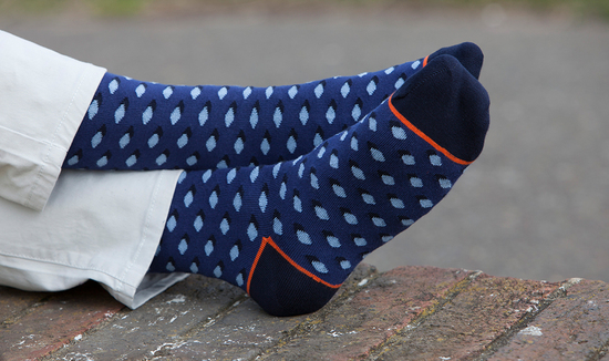 Navy Disruption luxury men's socks by Peper Harow