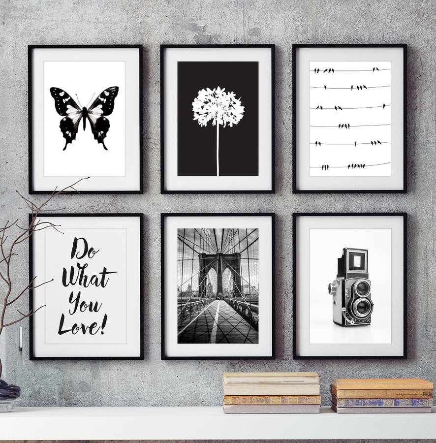 Six Black And White Prints | Artwork | Framed |