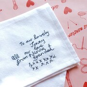 actual handwriting organic cotton hanky white hand embroidered personalised handwritten message handkerchief