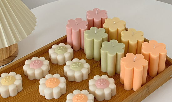 a cover photo that contains a bubble candle, lamp candle, ribbed candle, and a scented candle