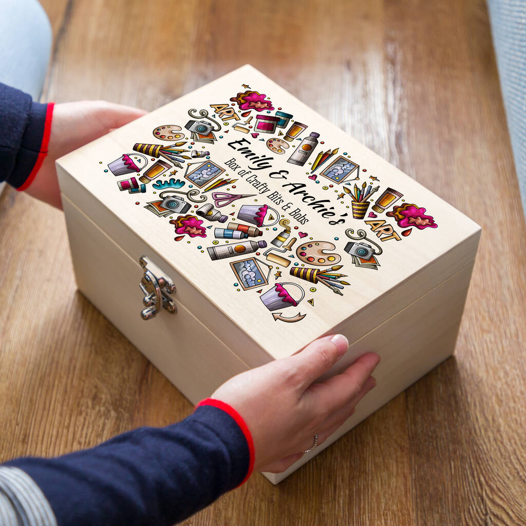 Personalised Arts And Crafts Wooden Box