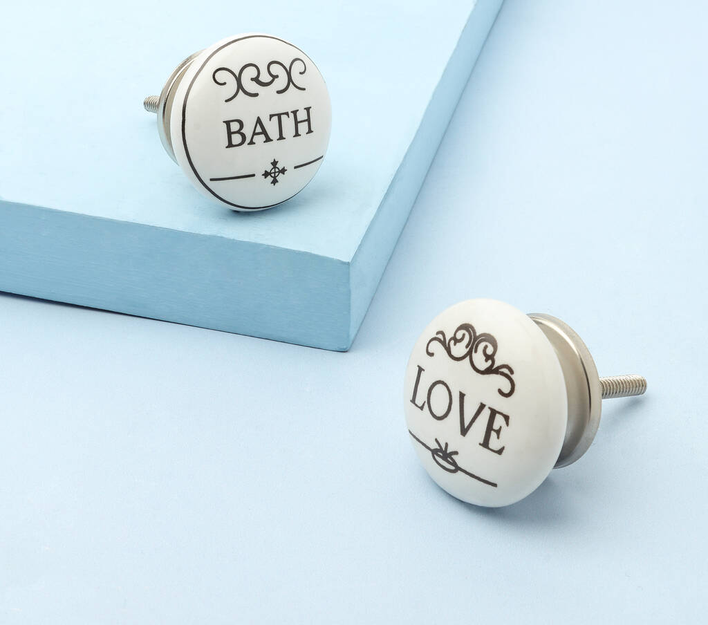 Love Bath Ceramic Door Knobs Cupboard Handles  