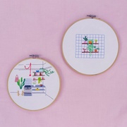 Hand-embroidered hoops | Kitchen & Plants