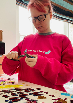 Heather Making Earrings