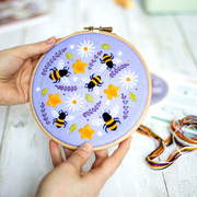 Bees and Lavender Embroidery Hoop