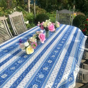 blue & white Provencal tablecloth