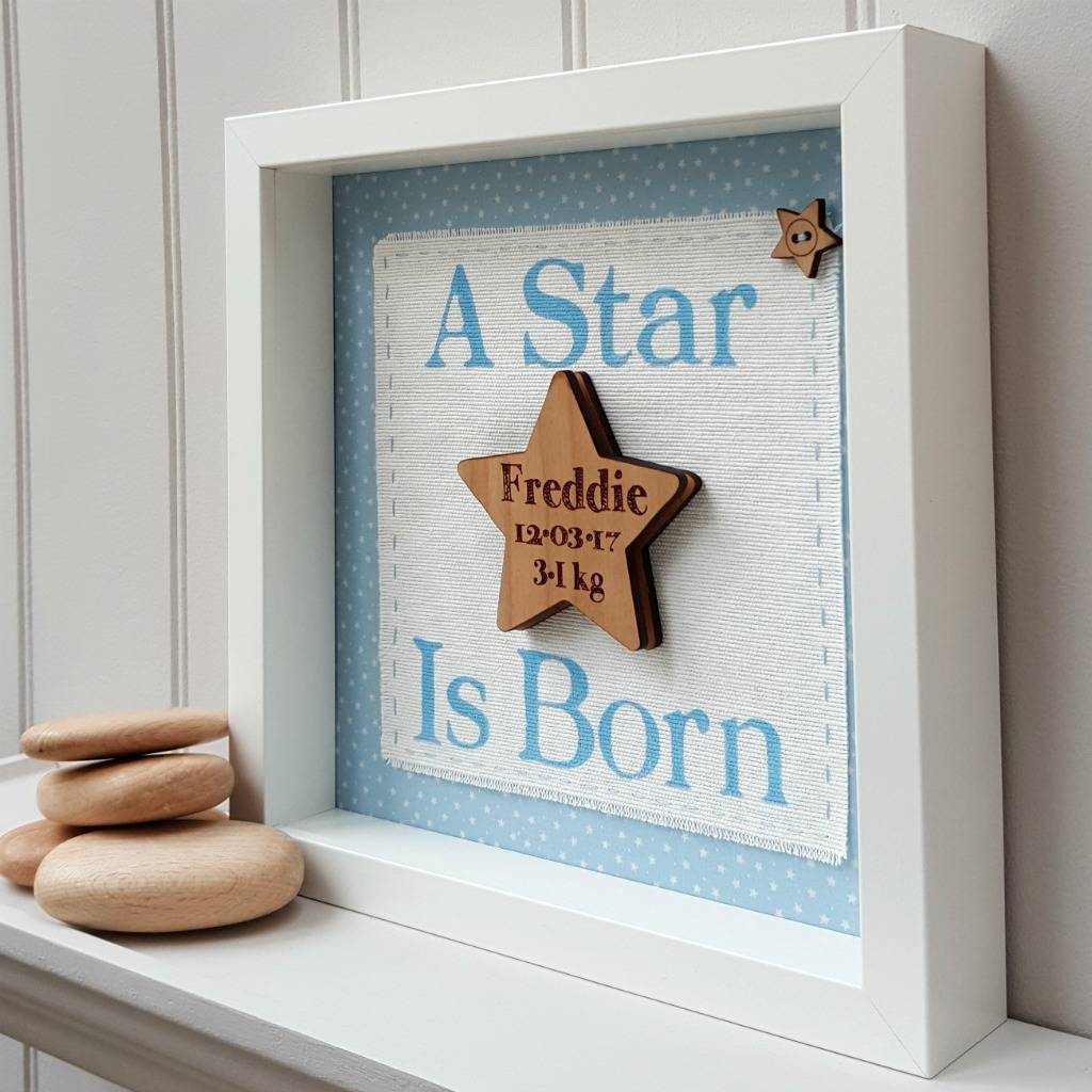New Baby Boy Oak Star Artwork | Artwork | Framed |