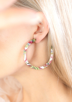 Pink and Green Large Hoop Earrings