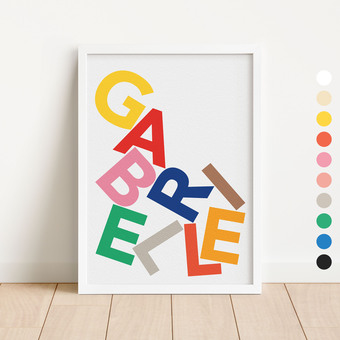 Personalised name print with colourful stacked letters