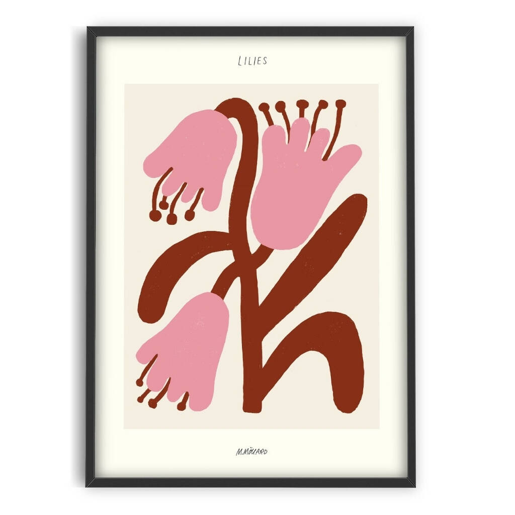 Red And Pink Lilly Flower 50cm X 70cm Artwork Poster