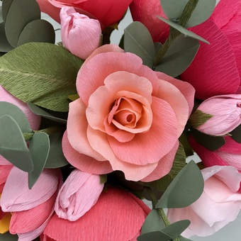 Coral crepe paper rose