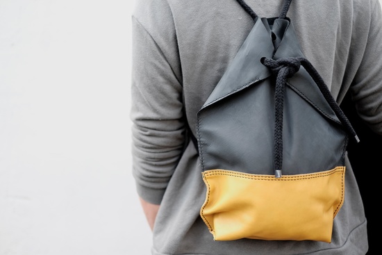 Haitch Signature Backpack, Charcoal and Yellow