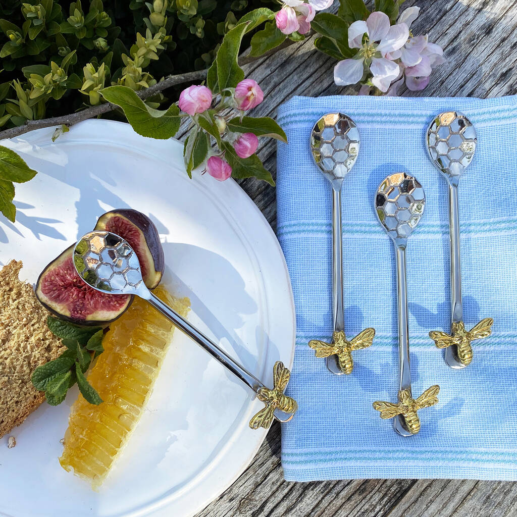 Set Of Four Beehive Coffee Spoons