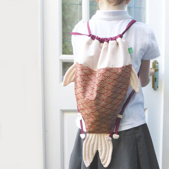 Japanese fish shaped drawstring bag