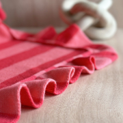 Handmade 100% cashmere frill edge stripe baby blanket with personalisation