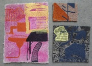 3 pieces of carpet that I screen printed and dyed on my Masters