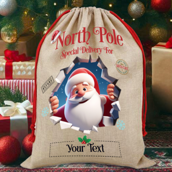 Personalised North Pole Santa Sack