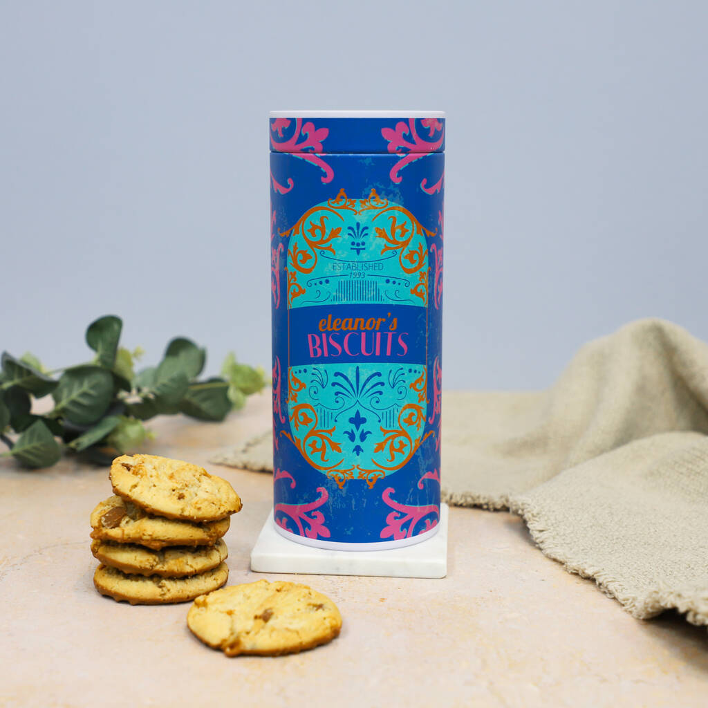 Personalised Traditional Cylindrical Biscuit Tin