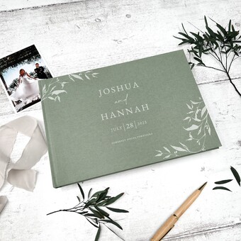 Personalised Sage Green Wedding Guest Book by Secret Creation