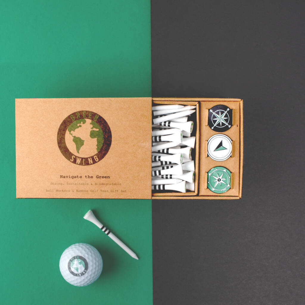 Bamboo Golf Tees And Golf Ball Markers Gift Set