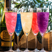 Our early range of flavoured shimmer syrups in Prosecco