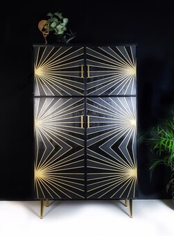 Black_Gold_geometric_vintage_drinks_cabinet_upcycled_Done_Up_North