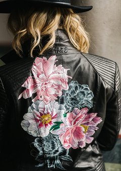 Hand painted The Mrs Bride Leather Jacket 
