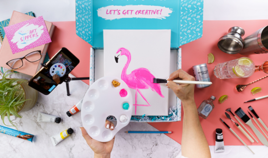 ART SIPPERS Paint and Sip at home Box, Art Kit, Experience box.