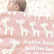 personalised giraffe baby blanket