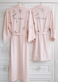 Personalised Bridal Butterfly Long Dressing Gown