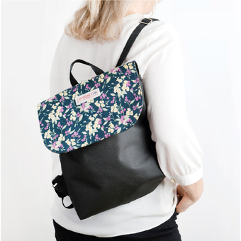 woman floral backpack