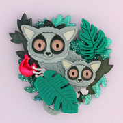 Bushbaby mother and baby brooch