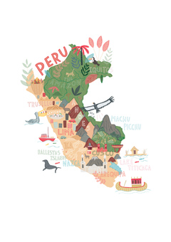 Steph Marshall Illustration Illustrated Map of Peru 