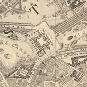 An old map of London by Edward Stanford focused on Buckingham Palace