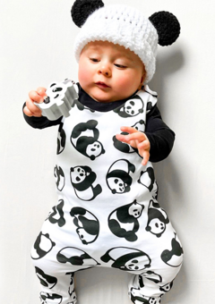 Baby wearing our panda print