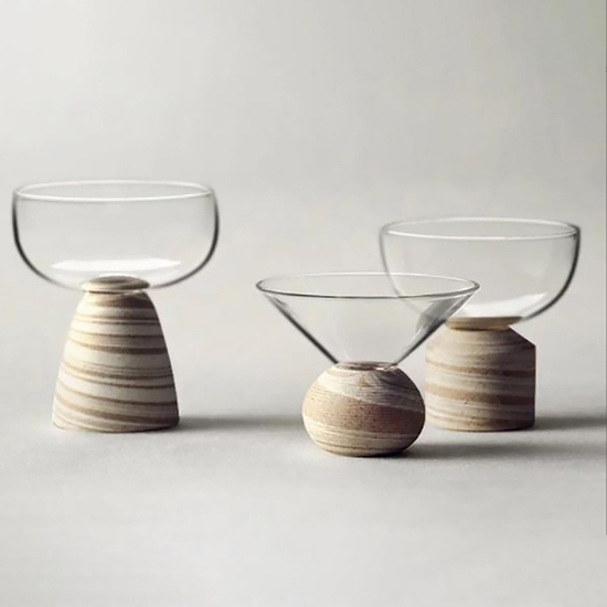 Glass sake cup set of four - Spiral