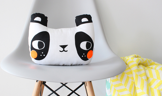 screen printed panda cushion
