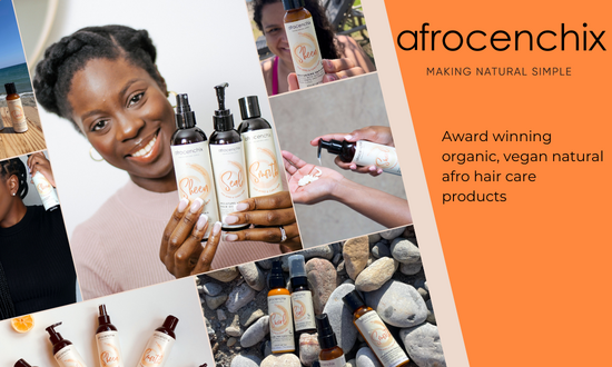 Banner featuring models and Afrocenchix products