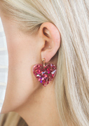 Pink Glitter Heart Shaped Earrings